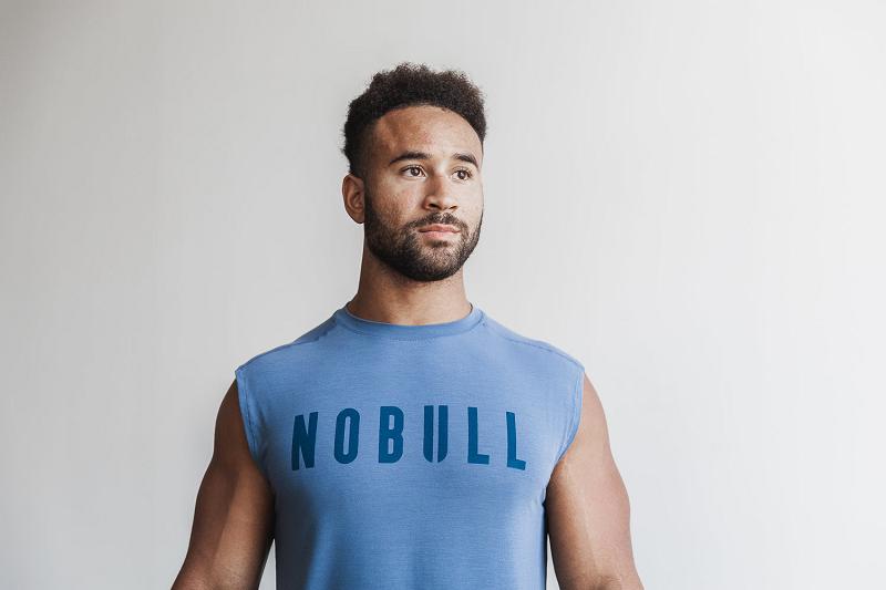 Men\'s Nobull Sleeveless Tee (BRIGHT Colors) Tanks Blue | SG V2556R